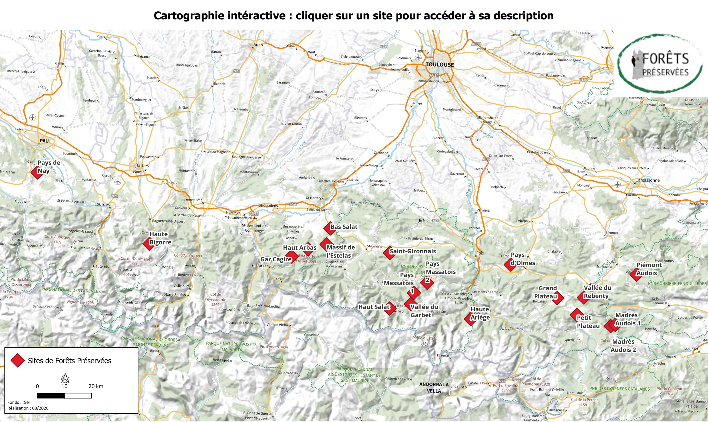 Carte des sites de FFP